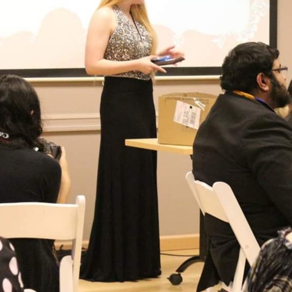 Floor Length Beaded Evening Gown - Picture 7 of 8